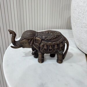 Vintage Handmade Brass Elephant Figurine, Traditional Home Decor